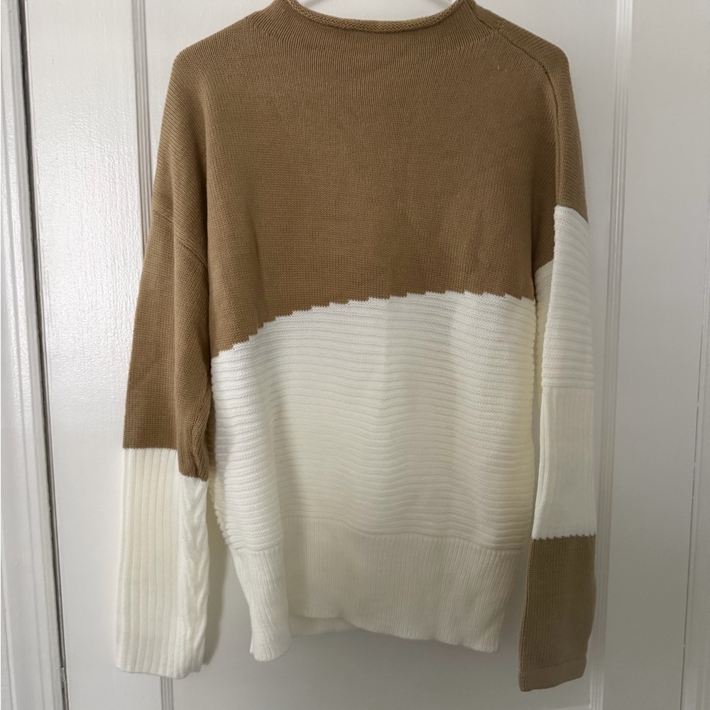 Cupshe Tan and White Women's Sweater
